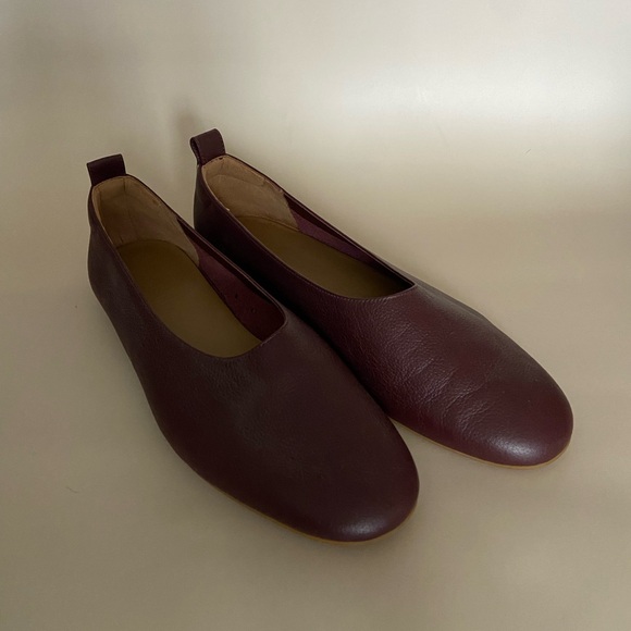 Everlane Chestnut/Burgundy Leather Glove Flats Size 7.5 - Picture 3 of 7